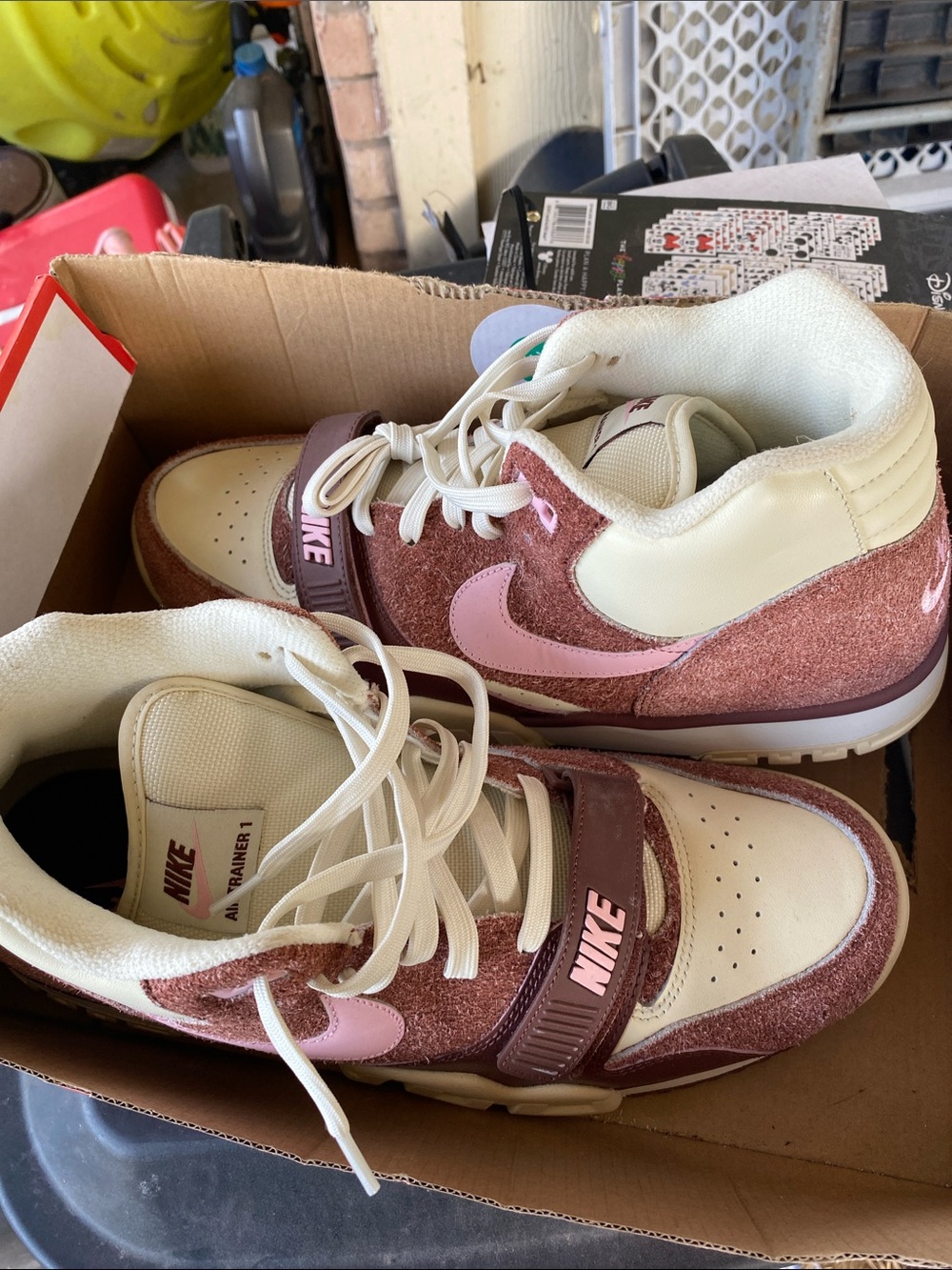 Nike Men’s Low-Top Sneakers in Pink and Cream with Suede Accents